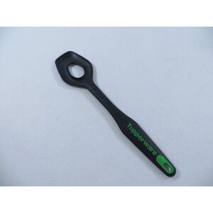Tupperware Flow Thru Mixing Serving Spoon‎ 12" Black Green Plastic 6471A-4
